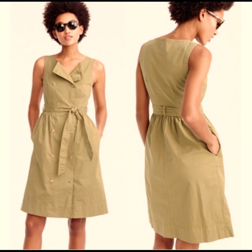 J.CREW Trench Style Dress Khaki Brown Sz 0